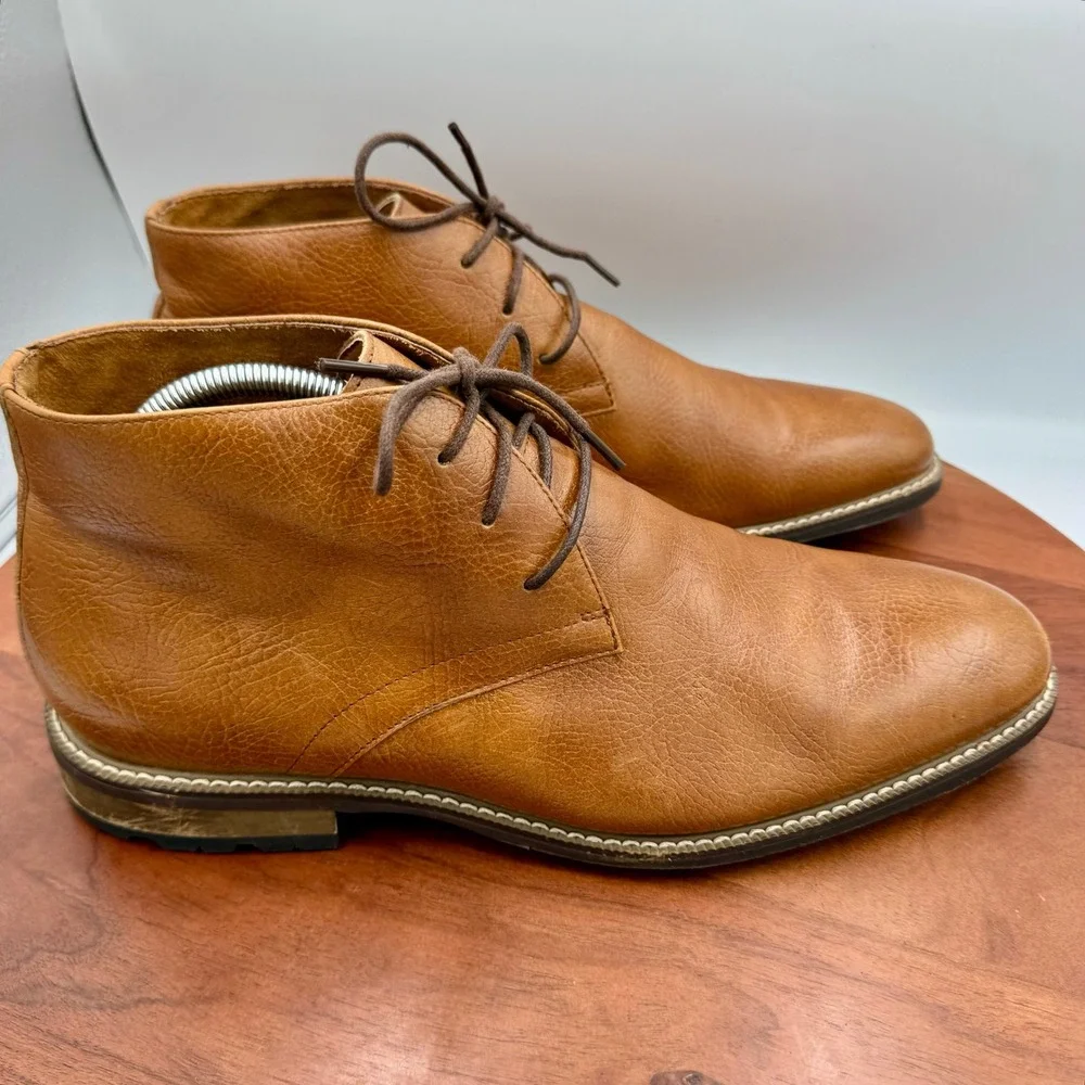 Carlo Morandi Mens Leather Lace Up Chukka Boots Memory Foam MB983630P-6 Size 10D